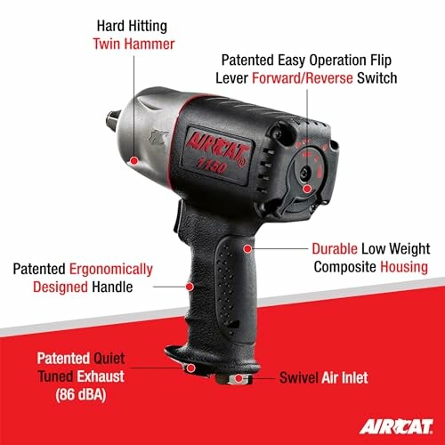 AirCat impact wrench with features labeled.