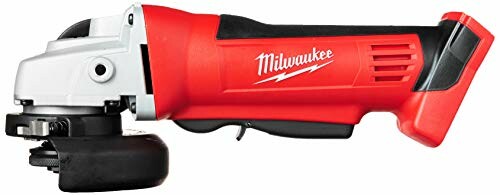 Red and black Milwaukee cordless angle grinder