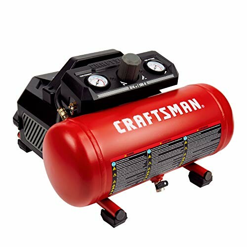 Craftsman air compressor with red tank and gauges