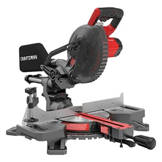 Craftsman compound miter saw with red and black design.