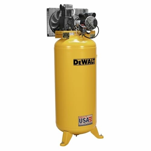 Yellow DeWalt vertical air compressor