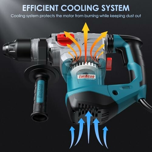 Power drill with efficient cooling system illustration.