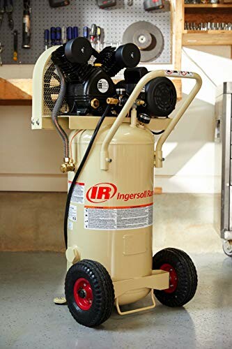 Ingersoll Rand air compressor in a workshop.