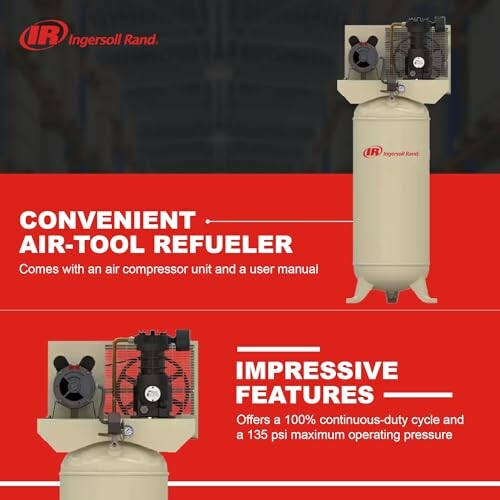 Ingersoll Rand air compressor with features highlighted