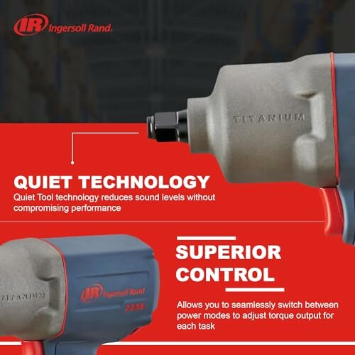 Ingersoll Rand impact wrench with quiet technology and superior control features.