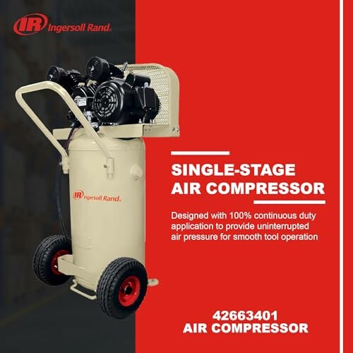 Ingersoll Rand single-stage air compressor with continuous duty application.