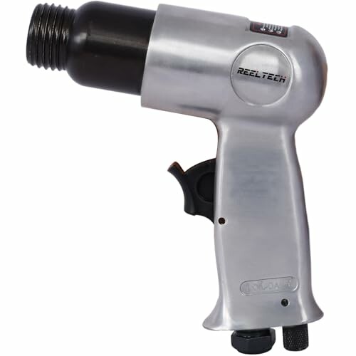 Pneumatic air hammer tool with silver body and black nozzle