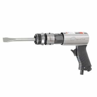 Pneumatic air hammer tool with chisel attachment.