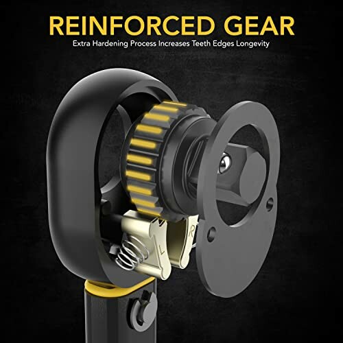 Reinforced gear with extra hardening for increased longevity.