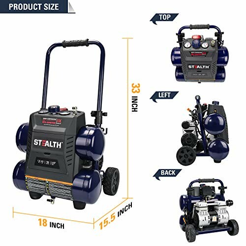 Stealth air compressor with size specifications