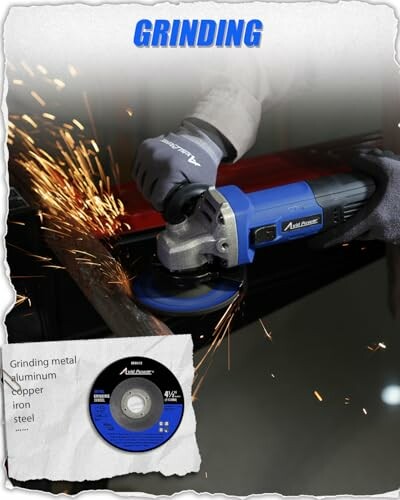 Person using an angle grinder with sparks flying.