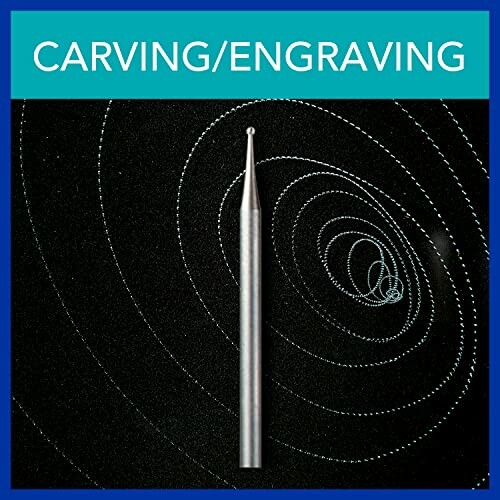 Carving and engraving tool on a black background with white swirl patterns.