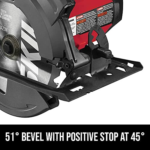 Circular saw with 51-degree bevel and positive stop feature