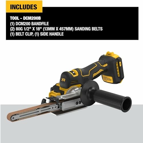 Cordless belt sander with accessories included.