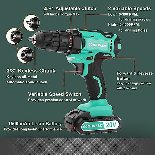 COMOWARE 20V Cordless Drill