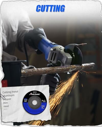 Person using an angle grinder to cut metal, sparks flying.