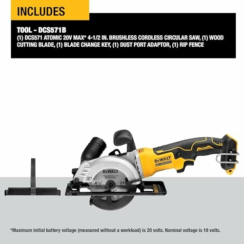 DeWalt atomic 20V max brushless cordless circular saw with accessories.