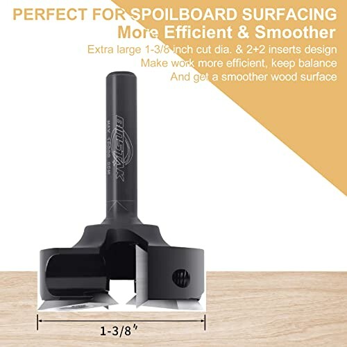 Spoilboard surfacing router bit with a 1-3/8 inch cut diameter.